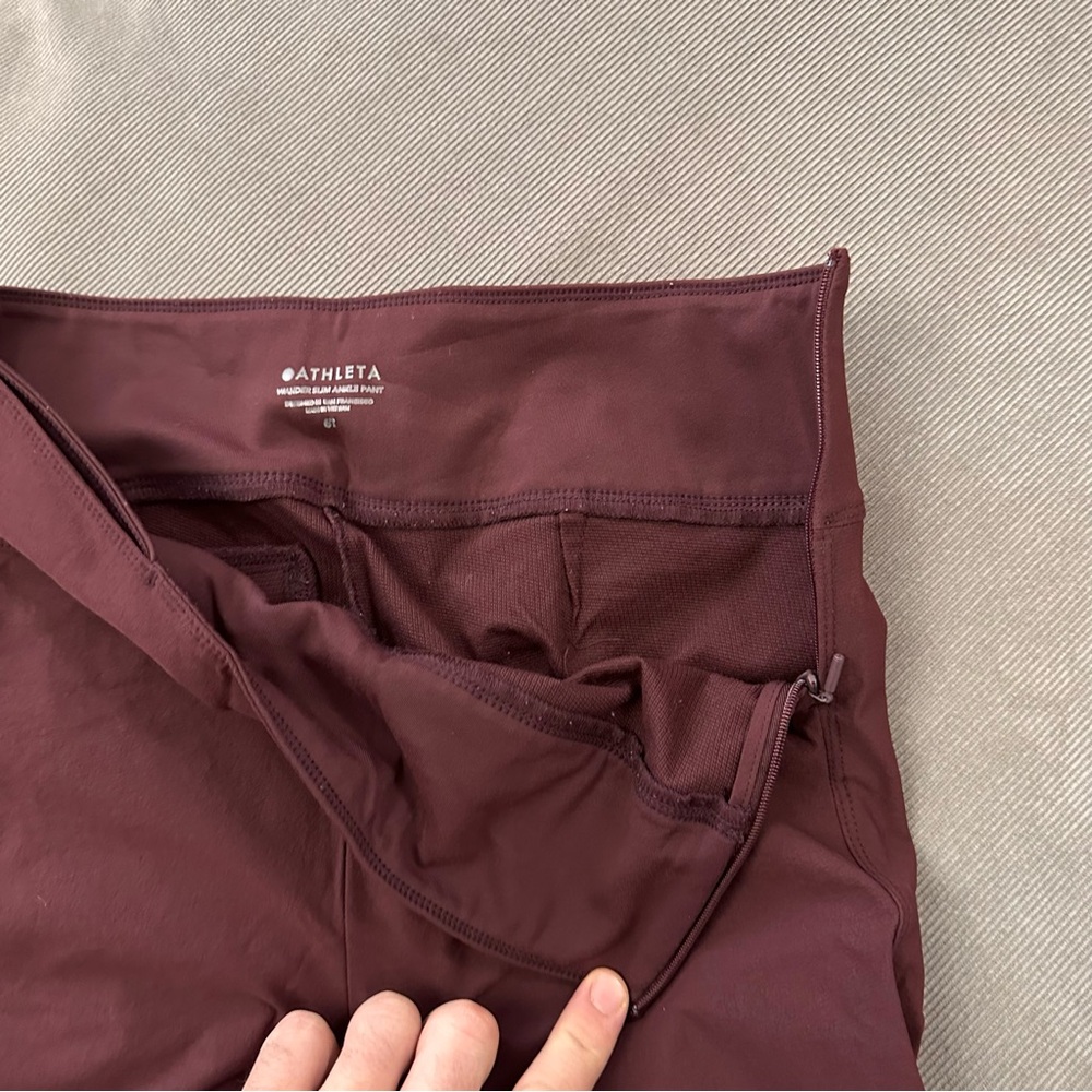 Athleta Wander Slim Ankle Pant Burgundy Women's Sz 6T Pockets Side Zip Taper - Picture 6 of 11